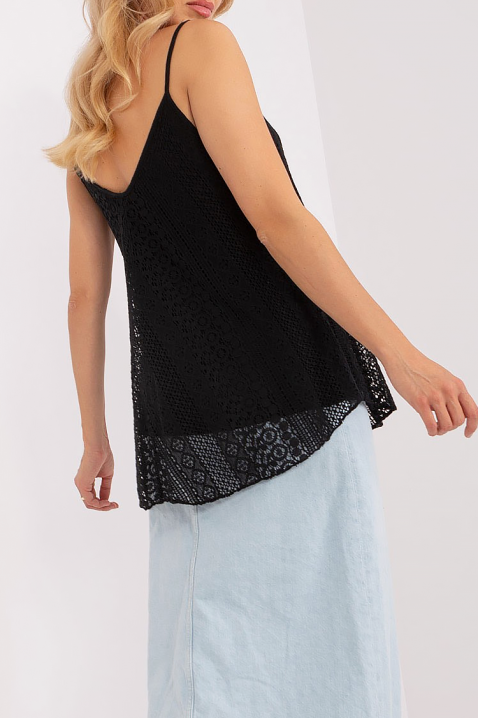 Top damski z delikatnej koronki w stylu boho BOGELSA BLACK, Kolor : czarny, IVET.PL - Modna odzież