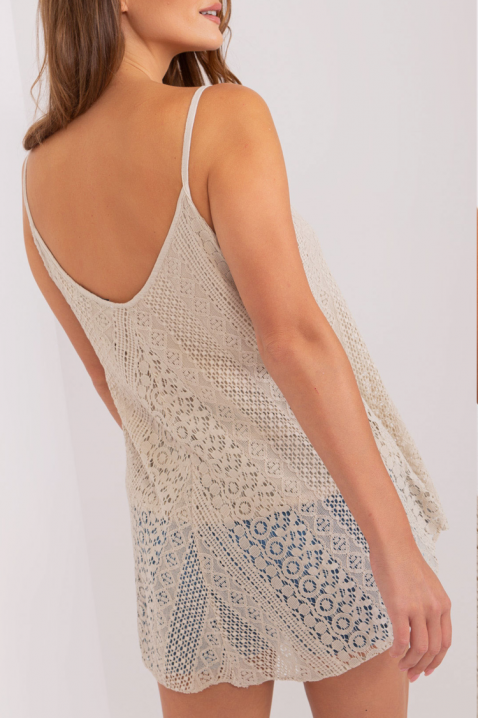 Damski top z delikatnej koronki w stylu boho BOGELSA ECRU, Kolor : ecru, IVET.PL - Modna odzież