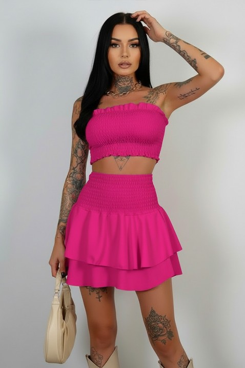 Letni komplet damski gorset z krótką spódniczką DAFINA FUCHSIA, Kolor : fuksja, IVET.PL - Modna odzież
