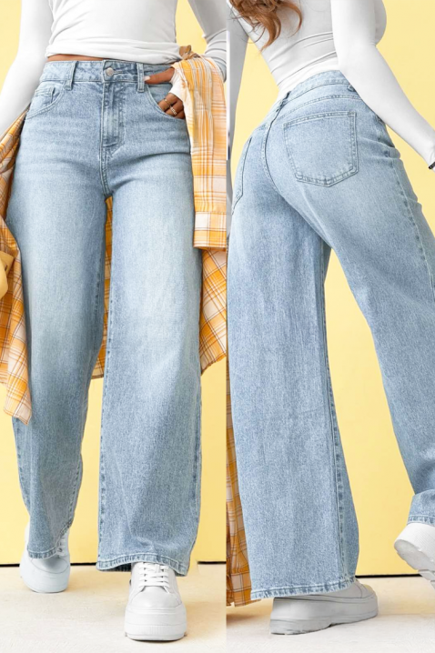 Damskie jeansy z szerokimi nogawkami i wysokim stanem LUMESIA, Kolor : denim, IVET.PL - Modna odzież