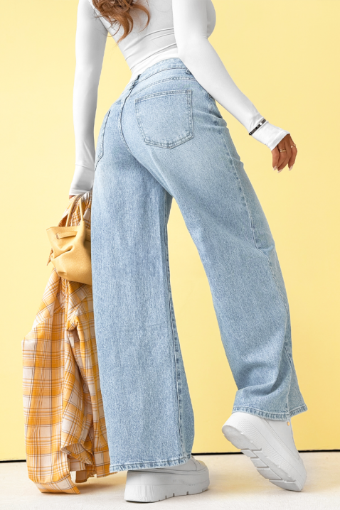 Damskie jeansy z szerokimi nogawkami i wysokim stanem LUMESIA, Kolor : denim, IVET.PL - Modna odzież