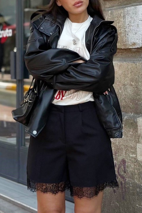 Eleganckie szorty damskie z koronkowymi akcentami ZAFLORA BLACKIVET.PL - Modna odzież