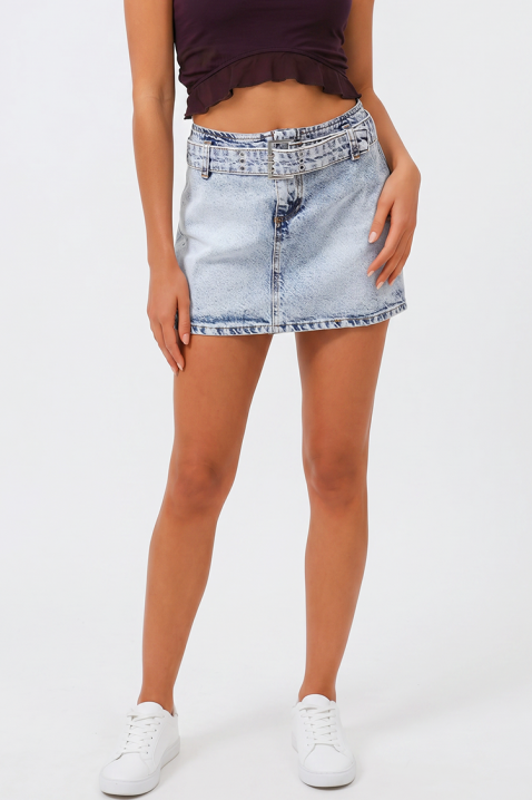 Krótka spódniczka jeansowa z paskiem CARETA, Kolor : denim, IVET.PL - Modna odzież