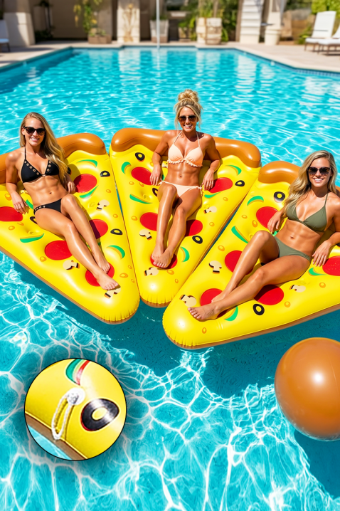 Dmuchany materac plażowy z motywem pizzy PIZZASLICEIVET.PL - Modna odzież