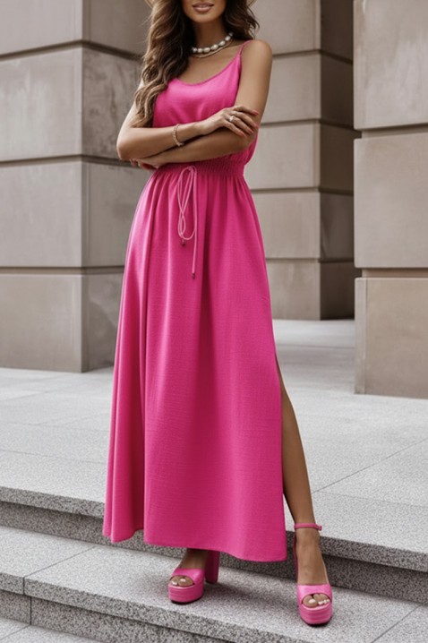 Długa letnia sukienka na cienkich ramiączkach NIKOLEA FUCHSIA, Kolor : fuksja, IVET.PL - Modna odzież