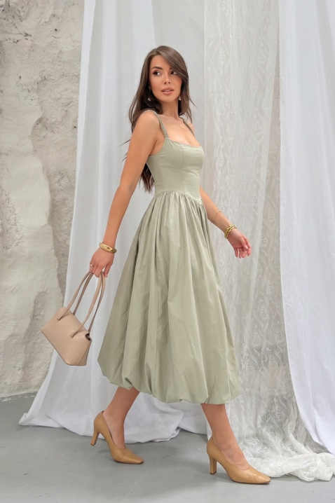 Bawełniana sukienka midi o obszernym kroju i eleganckich liniach AVALIA GREEN, Kolor : zielony, IVET.PL - Modna odzież
