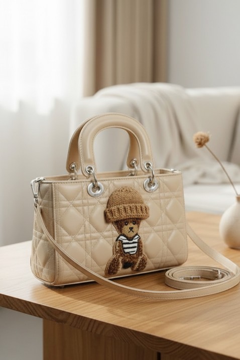 Torebka z ozdobnym misiem FANTASIA BEIGE, Kolor :  beżowy, IVET.PL - Modna odzież