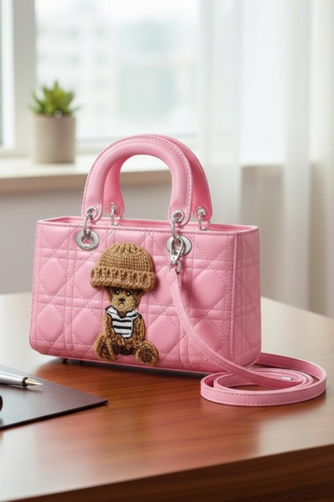 Torebka z ozdobnym misiem FANTASIA PINK, Kolor : różowy, IVET.PL - Modna odzież