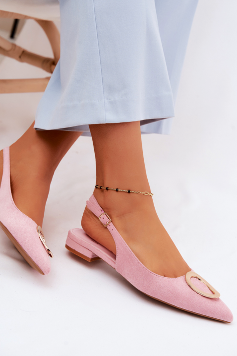Eleganckie buty z odkrytym obcasem i metalowym akcentem GERGENA PINK, Kolor : różowy, IVET.PL - Modna odzież