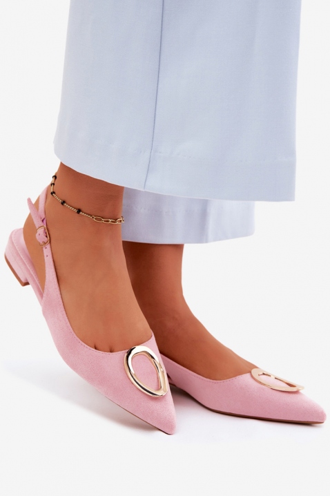 Eleganckie buty z odkrytym obcasem i metalowym akcentem GERGENA PINK, Kolor : różowy, IVET.PL - Modna odzież
