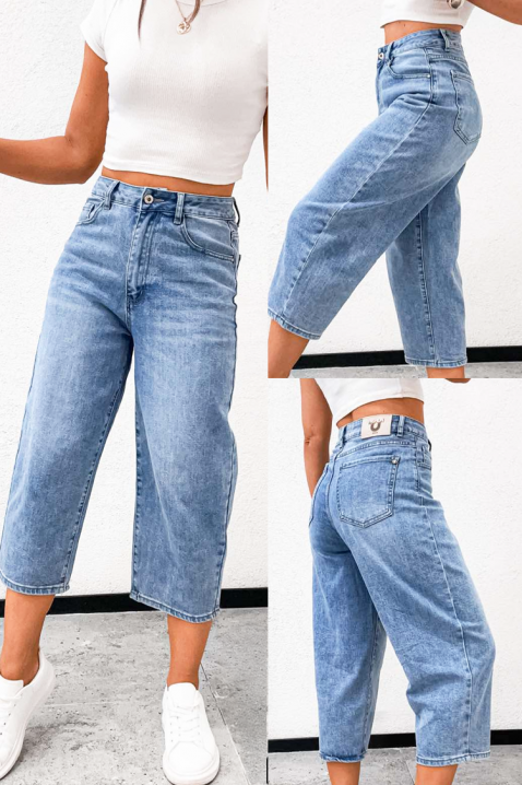 Jeansy damskie z wysokim stanem i szeroką nogawką JIRADA, Kolor : denim, IVET.PL - Modna odzież