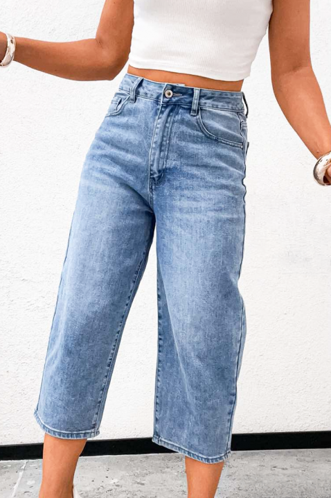 Jeansy damskie z wysokim stanem i szeroką nogawką JIRADA, Kolor : denim, IVET.PL - Modna odzież