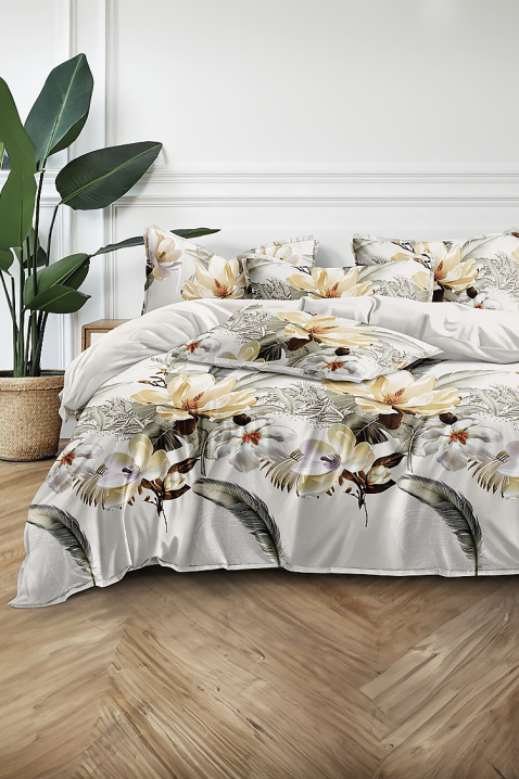 Stylowy, czteroczęściowy zestaw sypialniany z motywem kwiatowym LARDENA 200x220 cm, Kolor : wielokolorowy, IVET.PL - Modna odzież