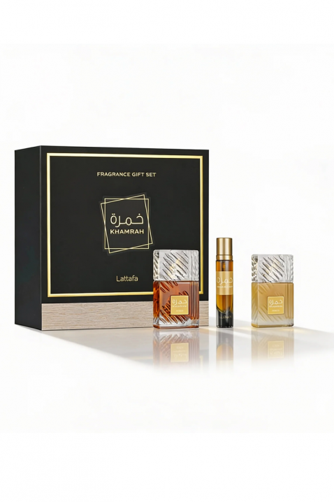 Zestaw unisex arabski Lattafa Khamrah Edp 100 ml + Edp 12 ml + Mgiełka do włosów 50 mlIVET.PL - Modna odzież