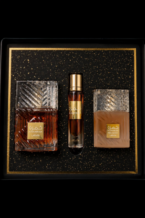 Zestaw unisex arabski Lattafa Khamrah Edp 100 ml + Edp 12 ml + Mgiełka do włosów 50 mlIVET.PL - Modna odzież