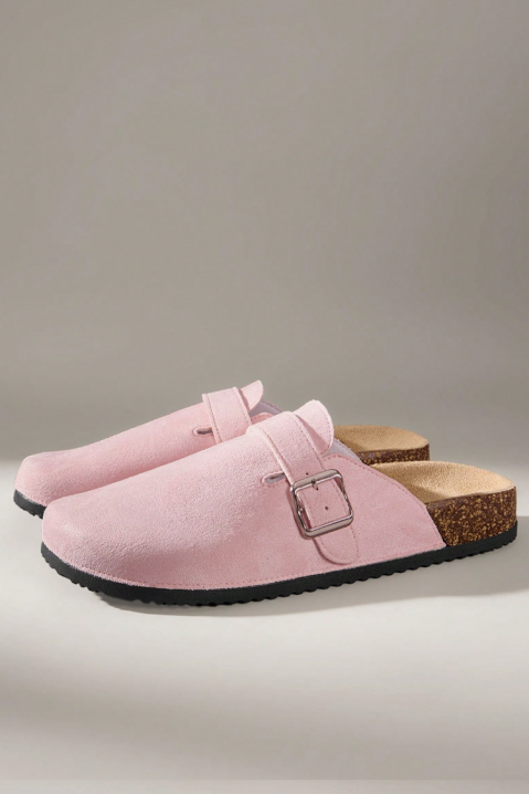 Damskie chodaki z klamrą CAMILSA PINK, Kolor : różowy, IVET.PL - Modna odzież
