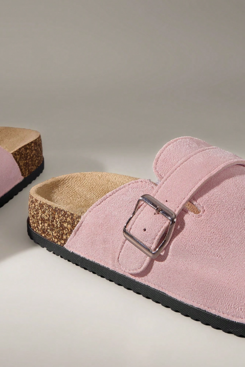 Damskie chodaki z klamrą CAMILSA PINK, Kolor : różowy, IVET.PL - Modna odzież