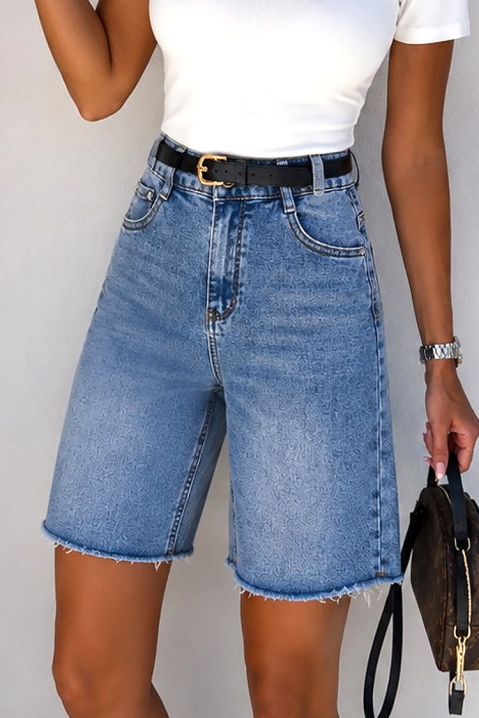 Damskie szorty jeansowe z wysokim stanem i luźnym krojem IVANIA, Kolor : denim, IVET.PL - Modna odzież