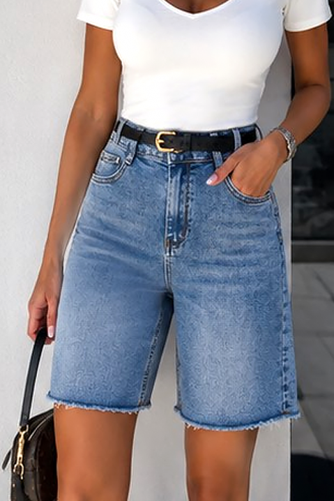 Damskie szorty jeansowe z wysokim stanem i luźnym krojem IVANIA, Kolor : denim, IVET.PL - Modna odzież