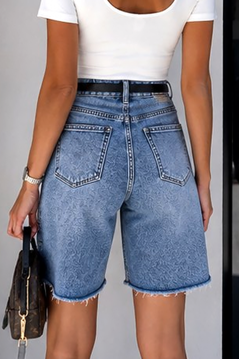 Damskie szorty jeansowe z wysokim stanem i luźnym krojem IVANIA, Kolor : denim, IVET.PL - Modna odzież