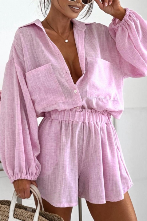 Przewiewny dwuczęściowy komplet damski ADAMILA PINK, Kolor : różowy, IVET.PL - Modna odzież