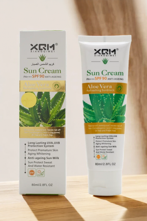 Odświeżający krem ​​przeciwsłoneczny z aloesem XQM Sun Protect SPF 90 - 80 mlIVET.PL - Modna odzież