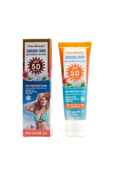 Nawilżający i chłodzący krem ​​przeciwsłoneczny do twarzy i ciała Kiss Beauty Watermelon Mint SPF 50 PA++++IVET.PL - Modna odzież