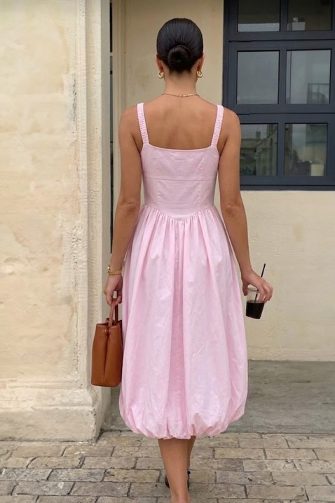 Bawełniana sukienka midi o obszernym kroju i czystych liniach AVALIA PINK, Kolor : różowy, IVET.PL - Modna odzież
