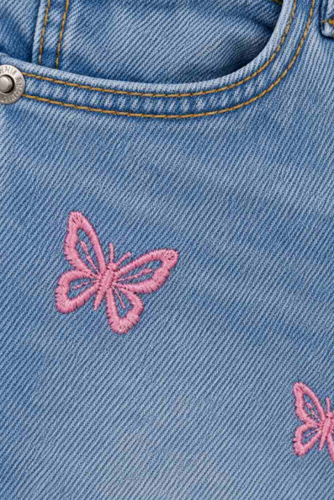 Damskie szorty jeansowe z haftem i ozdobnym obszyciem SHARINA, Kolor : denim, IVET.PL - Modna odzież