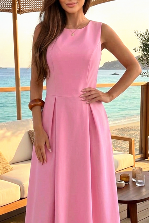 Elegancka sukienka midi o rozkloszowanym kroju NELORDA PINK, Kolor : różowy, IVET.PL - Modna odzież