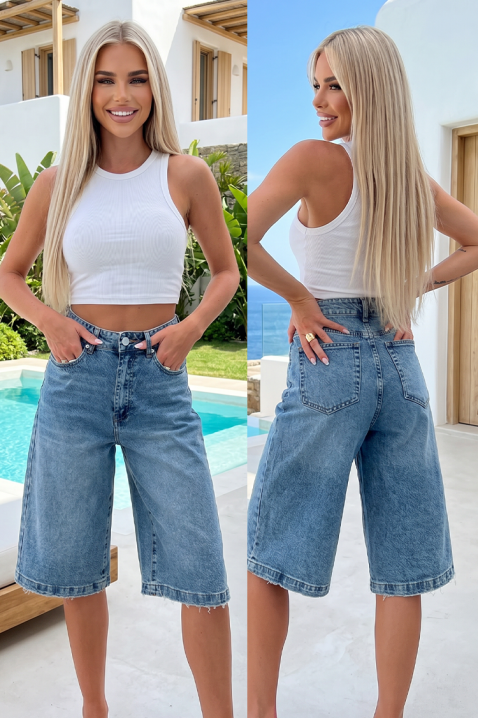 Damskie szorty jeansowe za kolano TELARIANA, Kolor : denim, IVET.PL - Modna odzież
