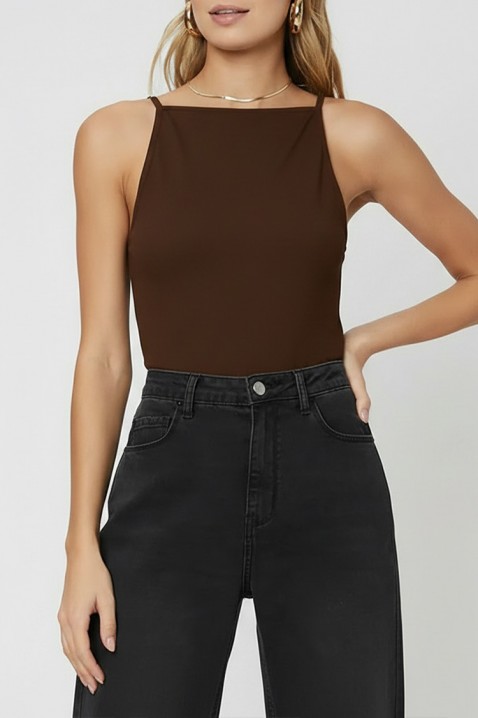 Minimalistyczny top damski o czystym designie CARELINA BROWN, Kolor : brązowy, IVET.PL - Modna odzież