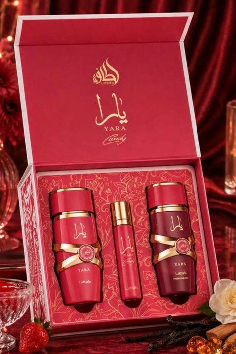 Zestaw damski arabski Lattafa Yara Candy Edp 100 ml + 12 ml Edp + Mgiełka do włosów 50 mlIVET.PL - Modna odzież