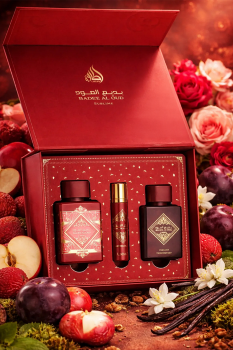 Unisex Arabic set Lattafa Bade`e Al Oud Sublime Edp 100 ml + 12 ml Edp + Hair Mist 50 mlIVET.PL - Modna odzież