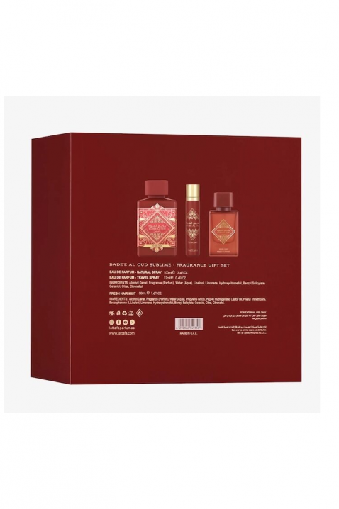 Unisex Arabic set Lattafa Bade`e Al Oud Sublime Edp 100 ml + 12 ml Edp + Hair Mist 50 mlIVET.PL - Modna odzież
