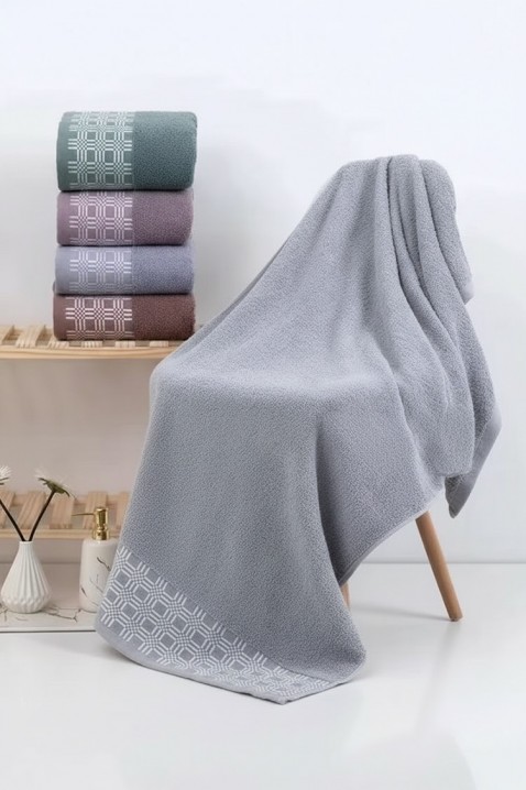 Ręcznik frotte z dekoracyjną bordiurą i miękką teksturą KARPINA BLUE 70x140 cm, Kolor : chabrowy, IVET.PL - Modna odzież