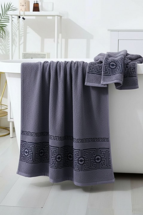 Ręcznik frotte z dekoracyjną bordiurą i miękką teksturą HAVLIANA GRAFIT 50x100 cm, Kolor : grafitowy, IVET.PL - Modna odzież