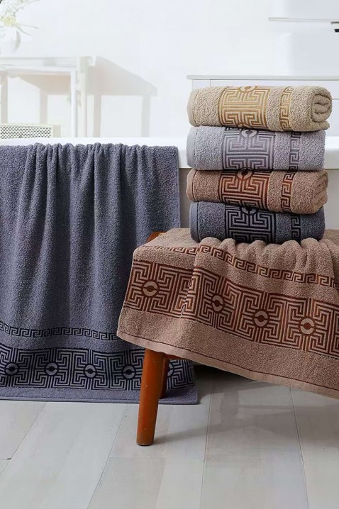Ręcznik frotte z dekoracyjną bordiurą i miękką teksturą HAVLIANA GRAFIT 50x100 cm, Kolor : grafitowy, IVET.PL - Modna odzież