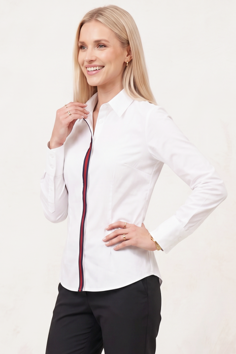 Elegancka damska koszula z kontrastowym akcentem LARENTISA WHITE, Kolor : biały, IVET.PL - Modna odzież