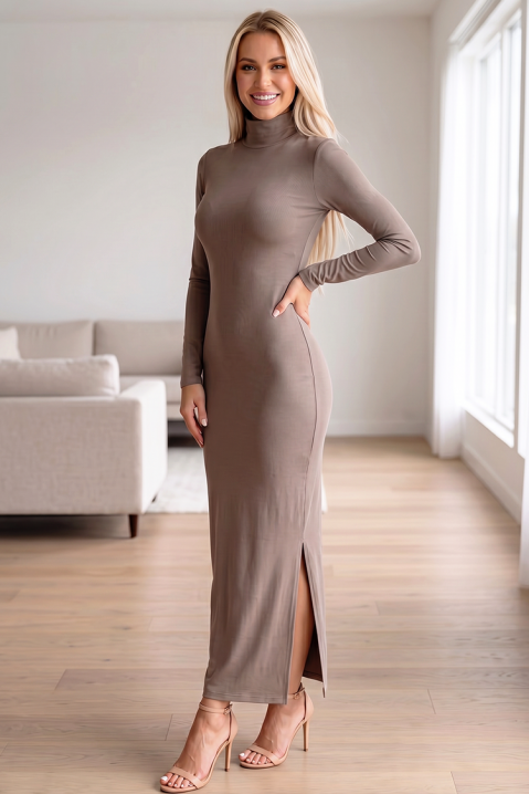 Elegancka sukienka o czystej linii MELODIE CAPPUCCINO, Kolor : mocca, IVET.PL - Modna odzież
