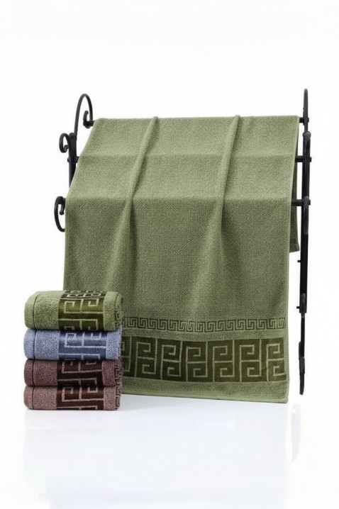 Ręcznik frotte z dekoracyjną bordiurą i miękką teksturą BIANORANA GREEN 50x100 cm, Kolor : zielony, IVET.PL - Modna odzież