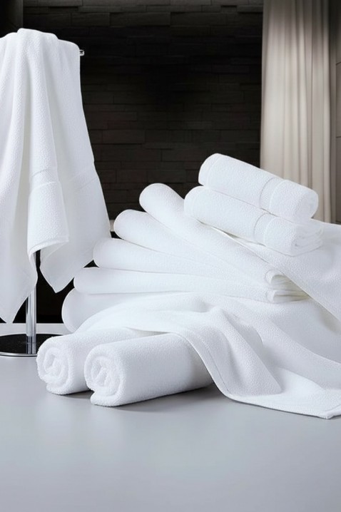 Ręcznik kąpielowy frotte o miękkiej teksturze i czystym hotelowym stylu AURENZA 70x140 cm, Kolor : biały, IVET.PL - Modna odzież