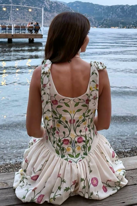 Vintage kokieteryjna krótka sukienka w kwiaty z balonową spódnicą LIORAVENA, Kolor : wielokolorowy, IVET.PL - Modna odzież