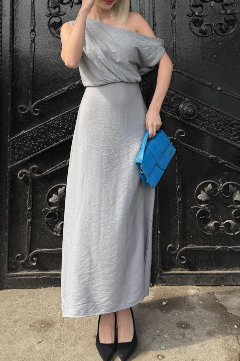 Elegancka asymetryczna sukienka na jedno ramię JOZETE GREY, Kolor : szary, IVET.PL - Modna odzież
