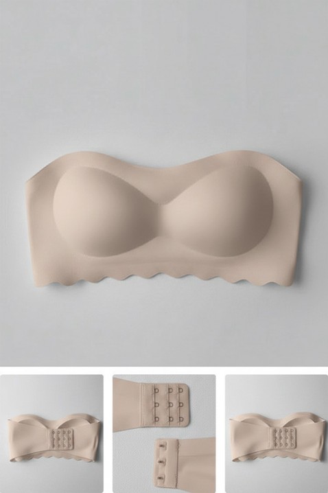 Bezszwowy biustonosz bez ramiączek z modelującymi miseczkami IBERINIA BEIGE, Kolor :  beżowy, IVET.PL - Modna odzież