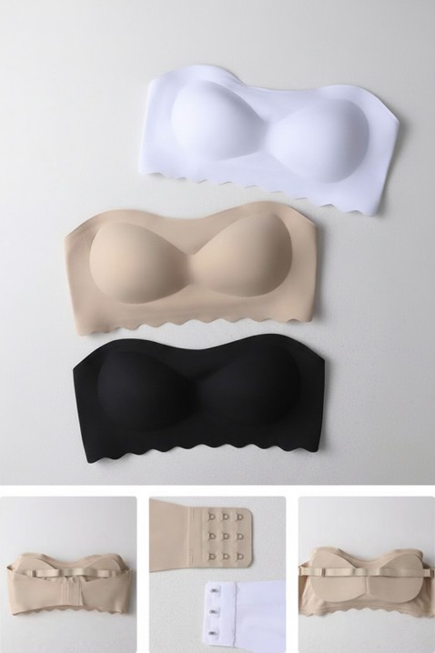 Bezszwowy biustonosz bez ramiączek z modelującymi miseczkami IBERINIA BEIGE, Kolor :  beżowy, IVET.PL - Modna odzież