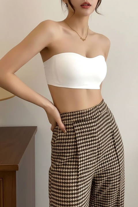Bezszwowy biustonosz typu bandeau z samoprzylepnymi taśmami i bez ramiączek BALNEA WHITE, Kolor : biały, IVET.PL - Modna odzież