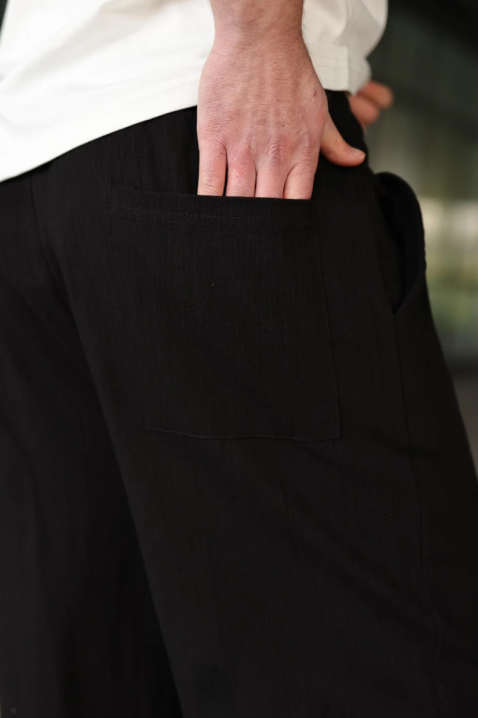 Luźne męskie spodnie z elastycznym pasem i prostym krojem VAREZIO BLACK, Kolor : czarny, IVET.PL - Modna odzież