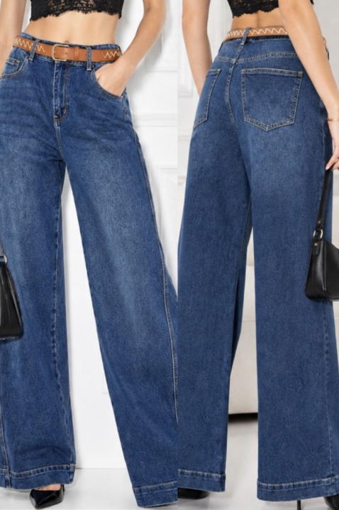 Damskie szerokie dżinsy z wysokim stanem i nowoczesnym krojem LYRIS, Kolor : denim, IVET.PL - Modna odzież