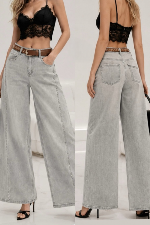 Damskie szerokie jeansy z wysokim stanem – jasny denim LIEZORA, Kolor : denim, IVET.PL - Modna odzież